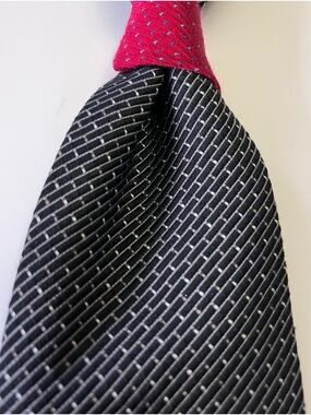 Tommy Hilfiger Black and White Geometric Silk Tie